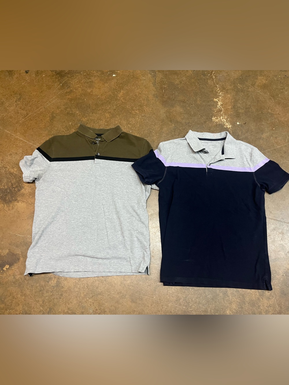 Men’s Short Sleeve Polo Top - Gray & Navy Colorblock